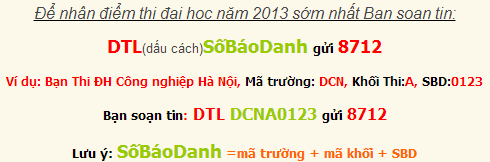 Diem thi dai hoc 2013